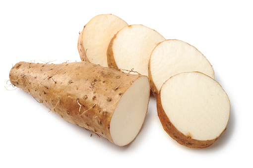 Chinese yam on white background